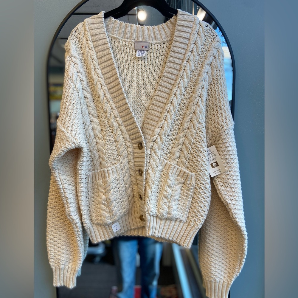 French Navy Cotton Cardigan Size M